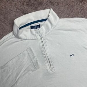 Fish Hippie Mens Large Quarter Zip Pullover Slub Off- White Cotton Modal L